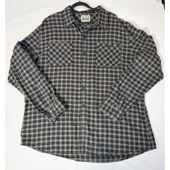 Converse Other - Converse One Star Men’s XL Plaid Flannel Button Up Shirt Gray Long Sleeve.